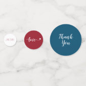 Rood & Blauw Bokeh Modern| Namen, Liefde, Datum Confetti (Achterkanten)