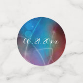 Rood & Blauw Bokeh Modern| Namen, Liefde, Datum Confetti (Kleine voorkant)