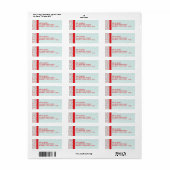 Rood Blauw Candy Cane Sneeuwvlokken Kerstlabel Etiket (Full Sheet)