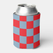 Rood Blauw Checkerboard Retro Kleurrijke Controles Blikjeskoeler (Blikje Voorkant)