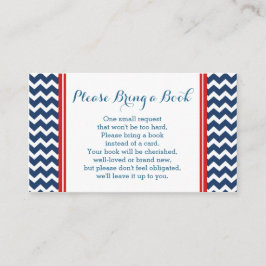 Rood Blauw Chevron Baby shower Boek Aanvraag Kaart