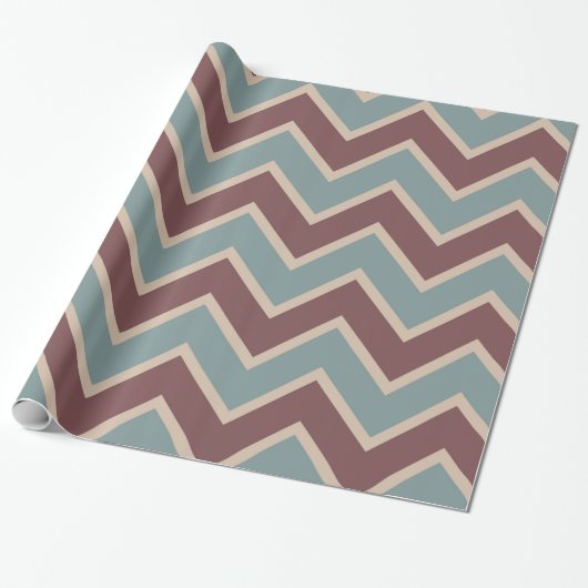 Rood Blauw Chevron Cadeaupapier (Uitgerold)