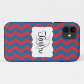 Rood & blauw Chevron monogrammed iPhone5 Hoesje (Achterkant (horizontaal))