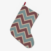 Rood Blauw Chevron Stripes Grote Kerstsok (Voorkant (Hangend))