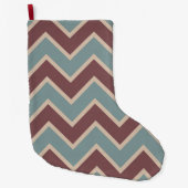 Rood Blauw Chevron Stripes Grote Kerstsok (Voorkant)