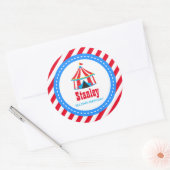 Rood blauw Circus carnaval Birthday Baby shower Ronde Sticker (Envelop)