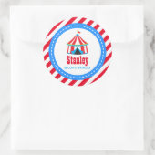 Rood blauw Circus carnaval Birthday Baby shower Ronde Sticker (Tas)