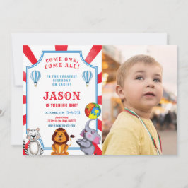 Rood & Blauw Circus Foto uitnodiging