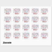 Rood Blauw Confetti Afstuderen 2024 Vierkante Sticker (Vel)