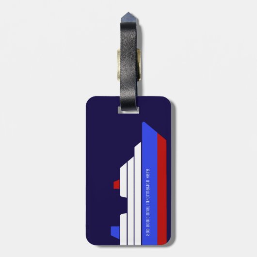 Rood/Blauw Cruise zee Reizen gepersonaliseerd Bagagelabel (Achterkant verticaal)