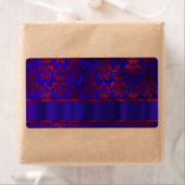 Rood & blauw damast werveling etiket (Insitu)
