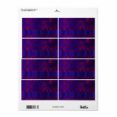 Rood & blauw damast werveling etiket (Full Sheet)