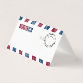 Rood Blauw Distressed Airmail Wedding Kaart (Voorkant)