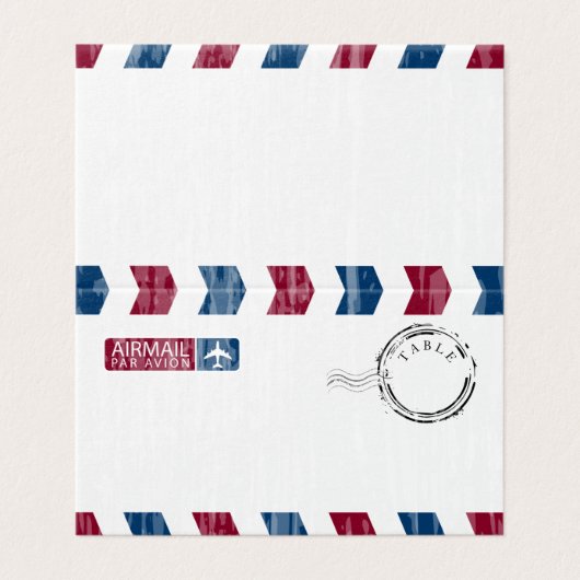 Rood Blauw Distressed Airmail Wedding Kaart (Buitenkant ongevouwen)
