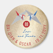 Rood & Blauw Document Kranen Aziatische Huwelijksp Magneet (Voorkant)