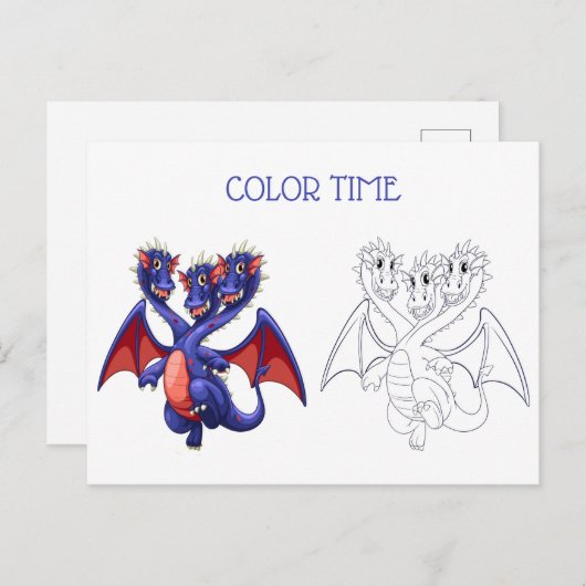 Rood Blauw Drie Hoofd Dragon Kleurenactiviteit Briefkaart (Voorkant / Achterkant)