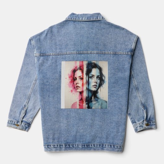 Rood & Blauw Dualiteit - Tweelingportretten in Abs Denim Jacket (Achterkant)