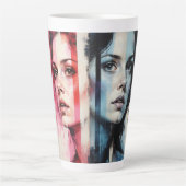 Rood & Blauw Dualiteit - Tweelingportretten in Abs Latte Mok (Voorkant)