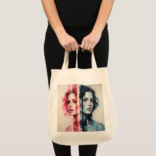 Rood & Blauw Dualiteit - Tweelingportretten in Abs Tote Bag (Voorkant (product))