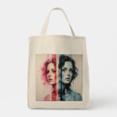 Rood & Blauw Dualiteit - Tweelingportretten in Abs Tote Bag (Achterkant)