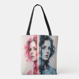 Rood & Blauw Dualiteit - Tweelingportretten in Abs Tote Bag