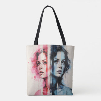 Rood & Blauw Dualiteit - Tweelingportretten in Abs Tote Bag
