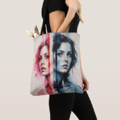 Rood & Blauw Dualiteit - Tweelingportretten in Abs Tote Bag (Dichtbij)