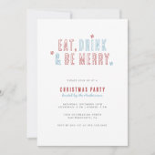 Rood & Blauw Eet Drink Wees Vrolijk Kerstfeest Kaart (Voorkant)