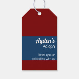 Rood Blauw Effen Kleur Vlakte, Aqiqah-Baby shower Cadeaulabel