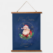 Rood Blauw Elegante  Kerstman Kerst Hangend Wandkleed (Voorkant)