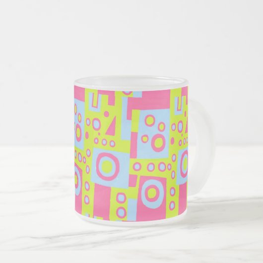 Rood, Blauw en Geel/Groen Constructivistische stij Matglas Koffiemok (Voorkant rechts)