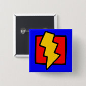 Rood blauw en gele bliksembolt vierkante button 5,1 cm (Voorkant /achterkant)