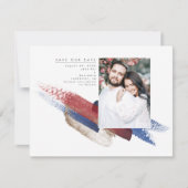 Rood Blauw en Goud Modern Save the Date Foto (Voorkant)