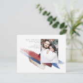 Rood Blauw en Goud Modern Save the Date Foto (Staand voorkant)