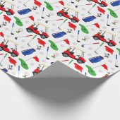 Rood blauw en groen golf cadeaupapier (Hoek)