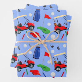 Rood blauw en groen golf inpakpapier vel