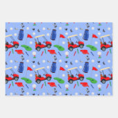 Rood blauw en groen golf inpakpapier vel (Voorkant)