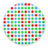 Rood Blauw En Groen Polka Dot Keramische Knop (Voorkant)