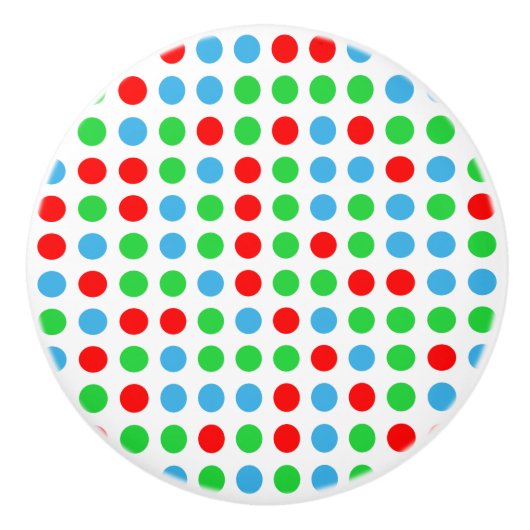 Rood Blauw En Groen Polka Dot Keramische Knop (Voorkant)