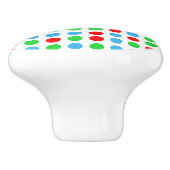 Rood Blauw En Groen Polka Dot Keramische Knop (Zijkant)