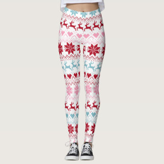 Rood, blauw en roze Fair Isle Print Leggings