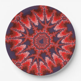 Rood, blauw en roze fractale verjaardag papieren bordje