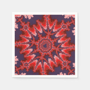 Rood, blauw en roze fractale verjaardag servet