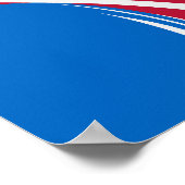 Rood, blauw en wit Abstracte golf ontwerp Poster (Hoek)