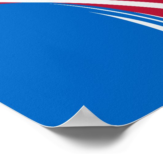 Rood, blauw en wit Abstracte golf ontwerp Poster (Hoek)