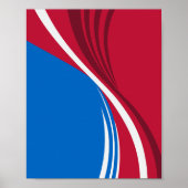 Rood, blauw en wit Abstracte golf ontwerp Poster (Voorkant)