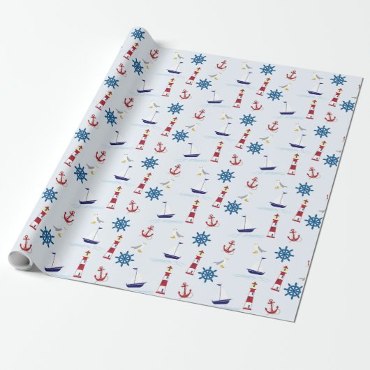 Rood, blauw en wit cadeaupapier (Uitgerold)