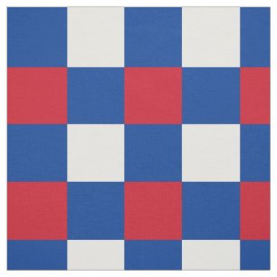 Rood, blauw en wit dambordpatroon stof