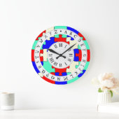 Rood, blauw en wit decoupeerzaag en Engels alfabet Grote Klok (Huis)