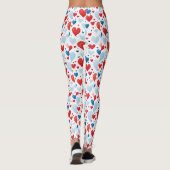 Rood, blauw en wit hart leggings (Achterkant)